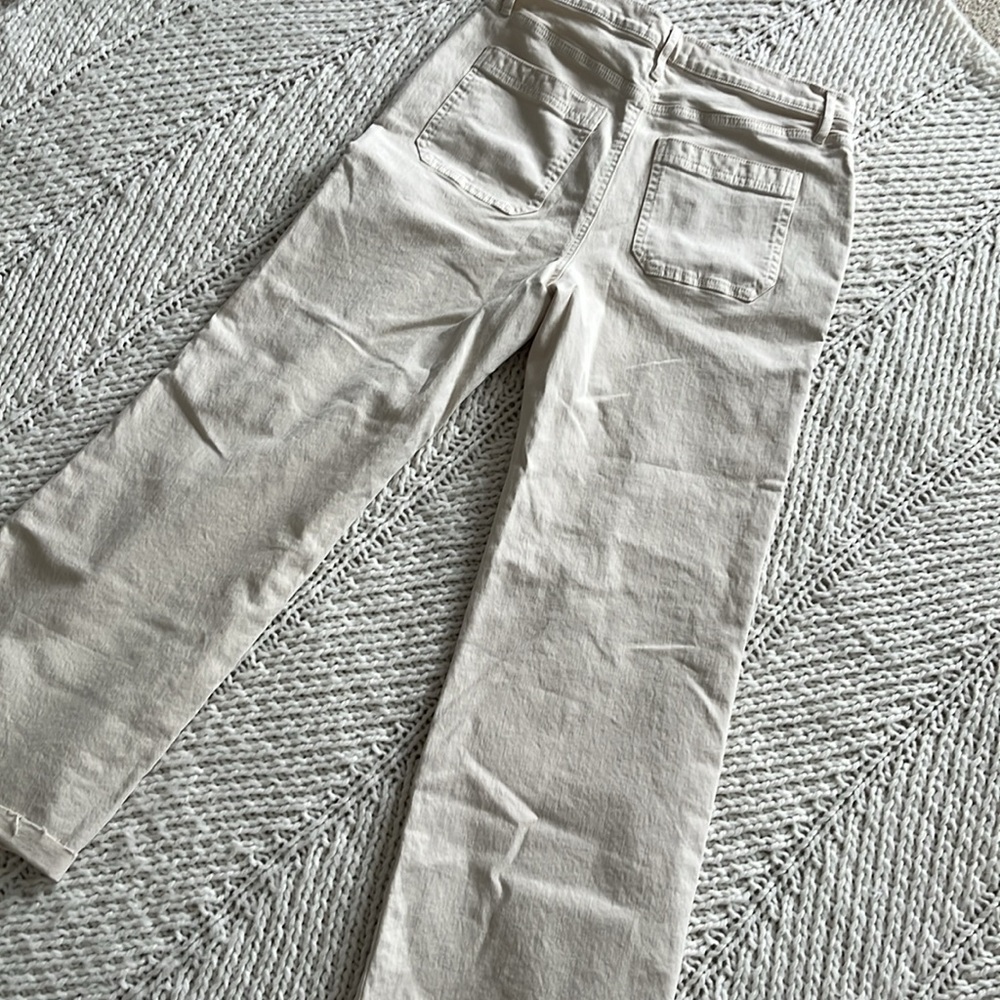 LOFT Cream The Wide Leg Jeans Raw Hems 28 6 Worn Once - Picture 6 of 7